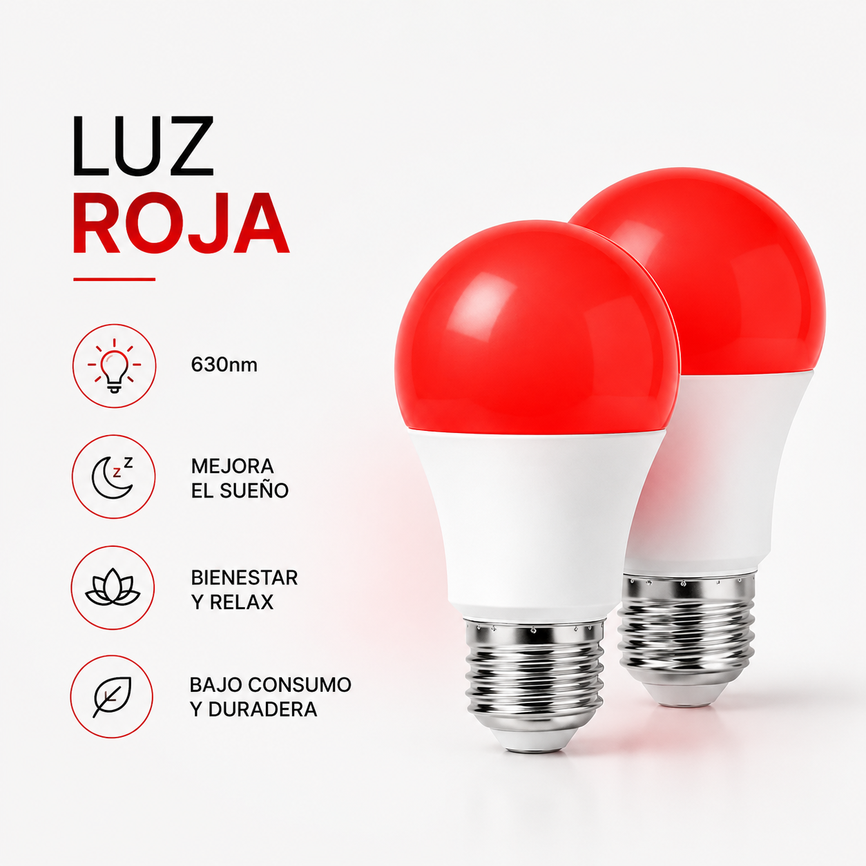 Bombilla de Luz Roja Solvex — Sueño y Recuperación Nocturna